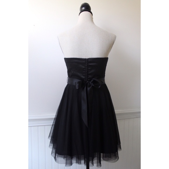 Teeze Me Black Strapless Dress w/Sequined Bodice - Picture 3 of 8